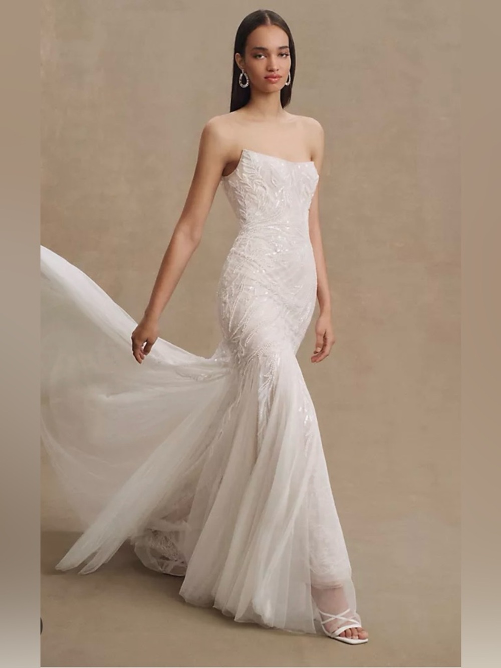 Anthropologie Wtoo by Watters Brooks Strapless Beaded Tulle Wedding Gown